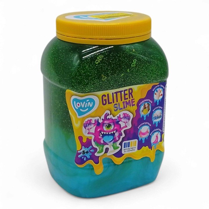 Слайм-антистрес "Lovin: Big slime", 1150 мл, БІРЮЗОВИЙ ПЕРЛАМУТР + ЗЕЛЕНИЙ