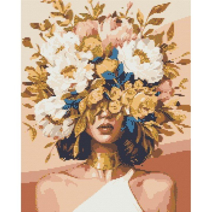 Алмазна мозаїка "Ніжна дівчина у квітах" 40х50 см