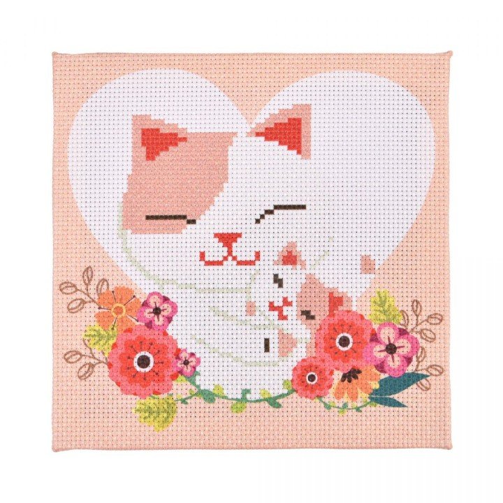 Набір для творчості "Вишивка хрестиком: Кішка з кошеням" 20х20 см