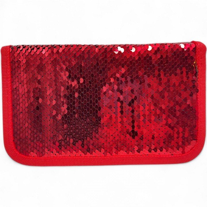 Пенал-книжка з паєтками (1 відділення) червоний