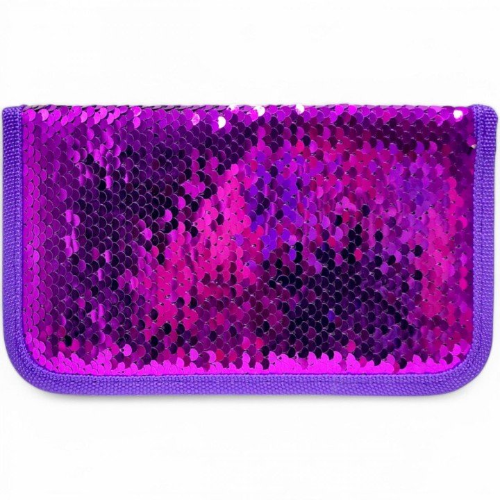 Пенал-книжка з паєтками (1 відділення) фіолетовий