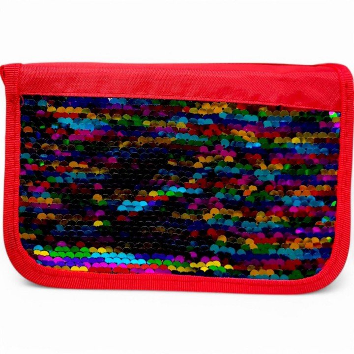 Пенал-книжка з паєтками (3 відділення) різнокольоровий