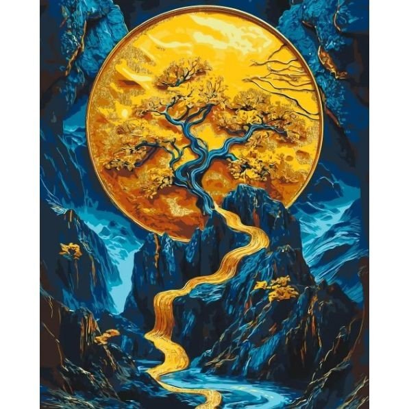 Картина по номерах з фарбами металік "Чарівне дерево" 40х50 см