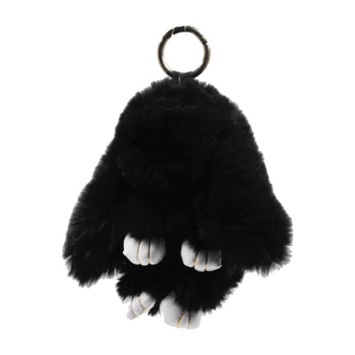 Хутряний брелок "Кролик", чорний (23 см)