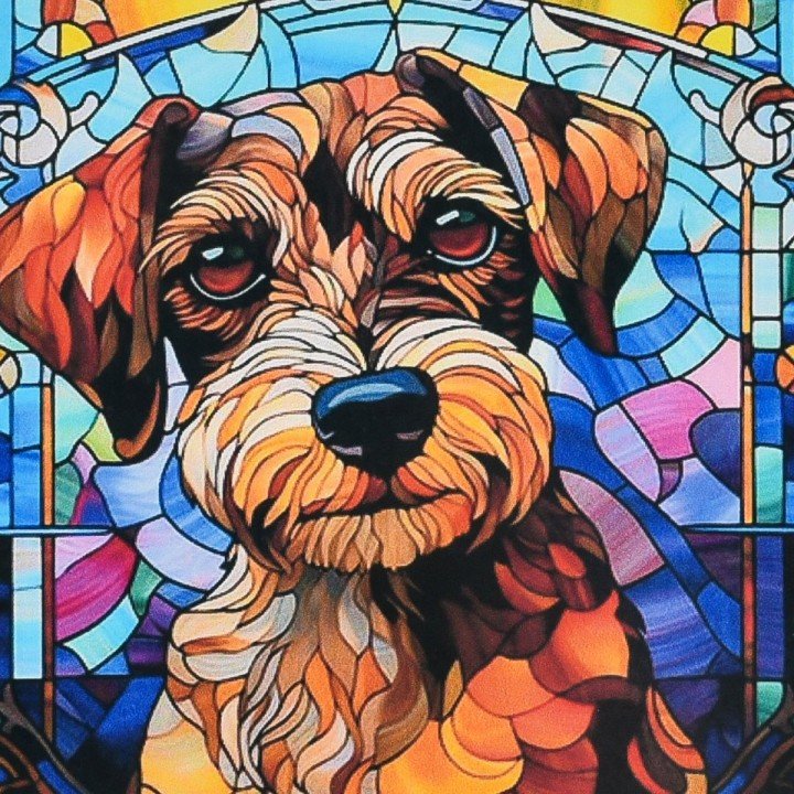 Алмазна мозаїка (не повна викладка) "Вітражний пес" 30х30 см