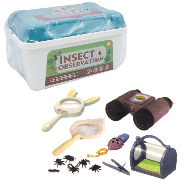 Набір для дослідів (бінокль, пінцет, лупа, модель комахи) в боксі