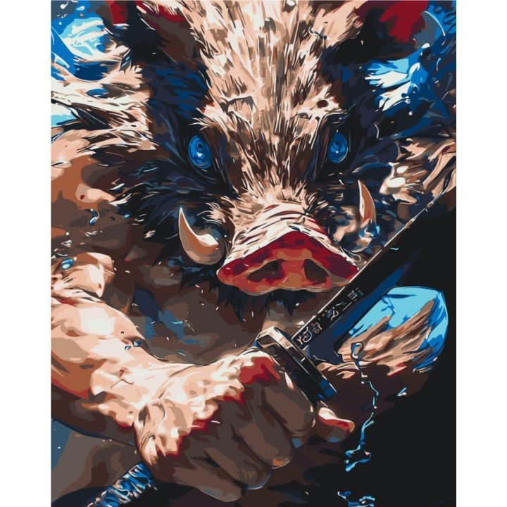 Алмазна мозаїка "Аніме Клинок, який знищує демонів. Іноске Хашибіра" 40х50 см