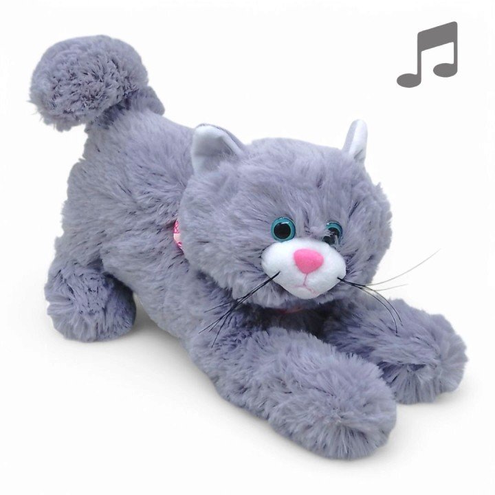 М'яка іграшка Кіт Кис музичний, 28 см (сірий)