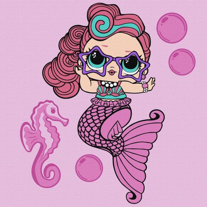 Картина за номерами з фарбами металік "L.O.L. Surprise! Mermaids. Waves" 40х40 см