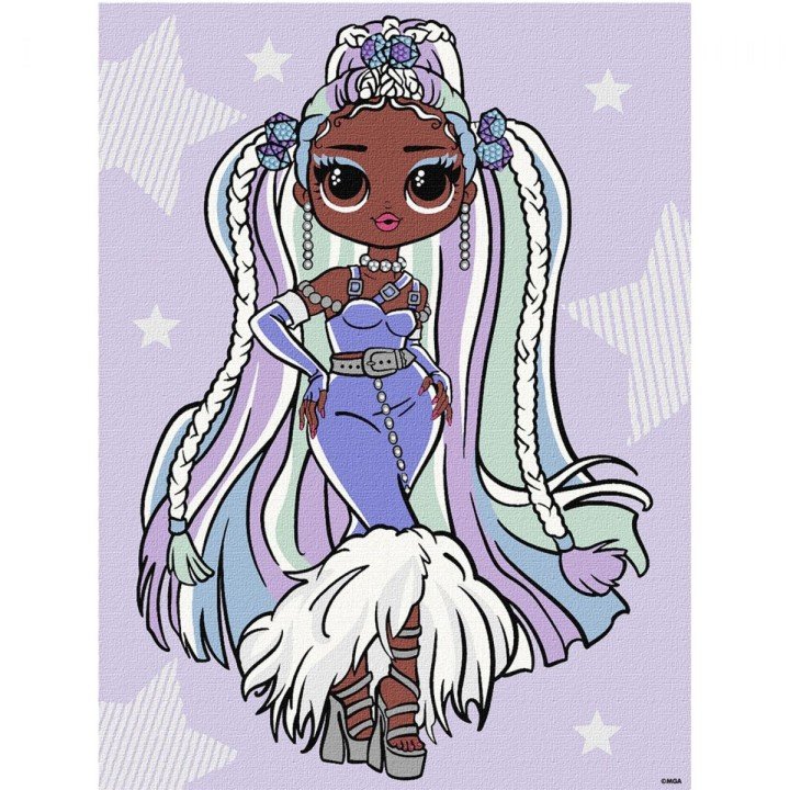 Картина за номерами зі стразами "L.O.L. Surprise! O.M.G. Fashion show Lady Braids" 30х40 см