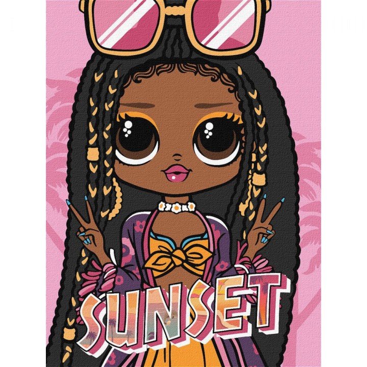 Картина за номерами з фарбами металік "L.O.L. Surprise! O.M.G. World Travel. Sunset" 30х40 см
