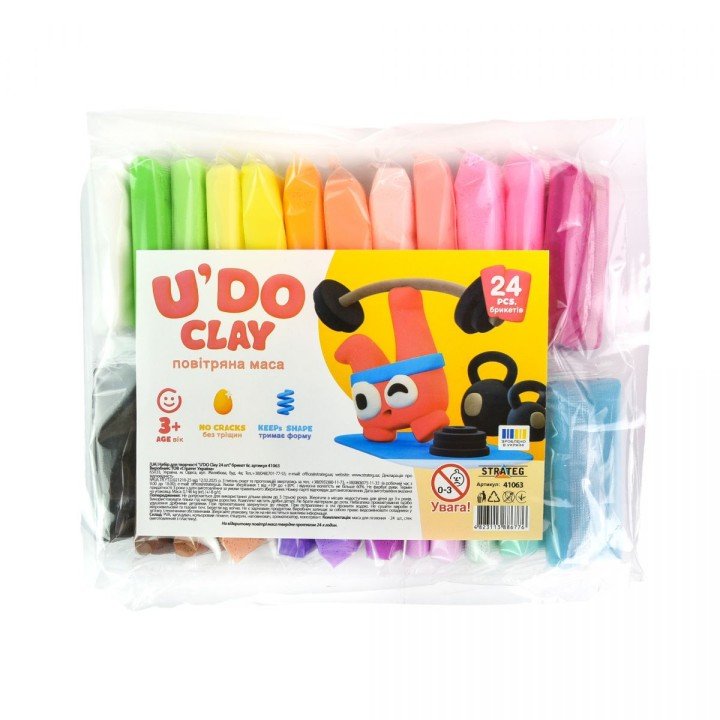 Набір для творчості (повітряний пластилін) "UʼDO Clay. 24 кольори"