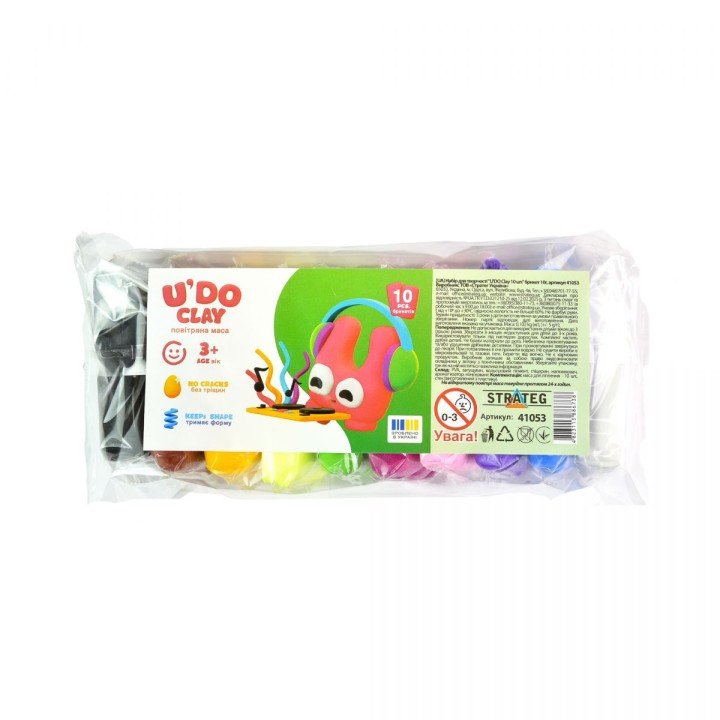 Набір для творчості (повітряний пластилін) "UʼDO Clay. 10 кольорів"