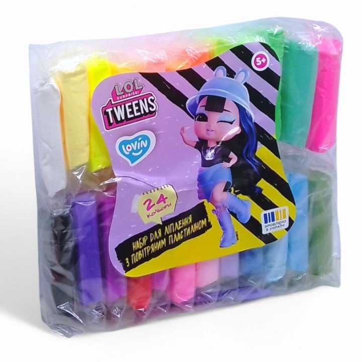 Набір для ліплення з повітряним пластиліном Lovin L.O.L. Surprise! Tweens, 24 кольори, неон