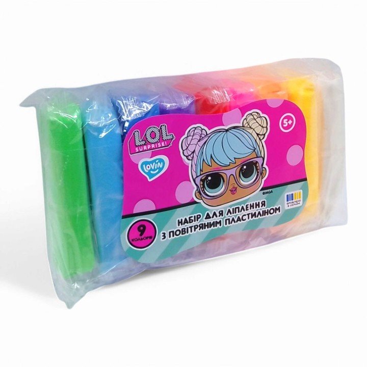 Набір для ліплення з повітряним пластиліном Lovin L.O.L. Surprise! 9 кольорів, класік