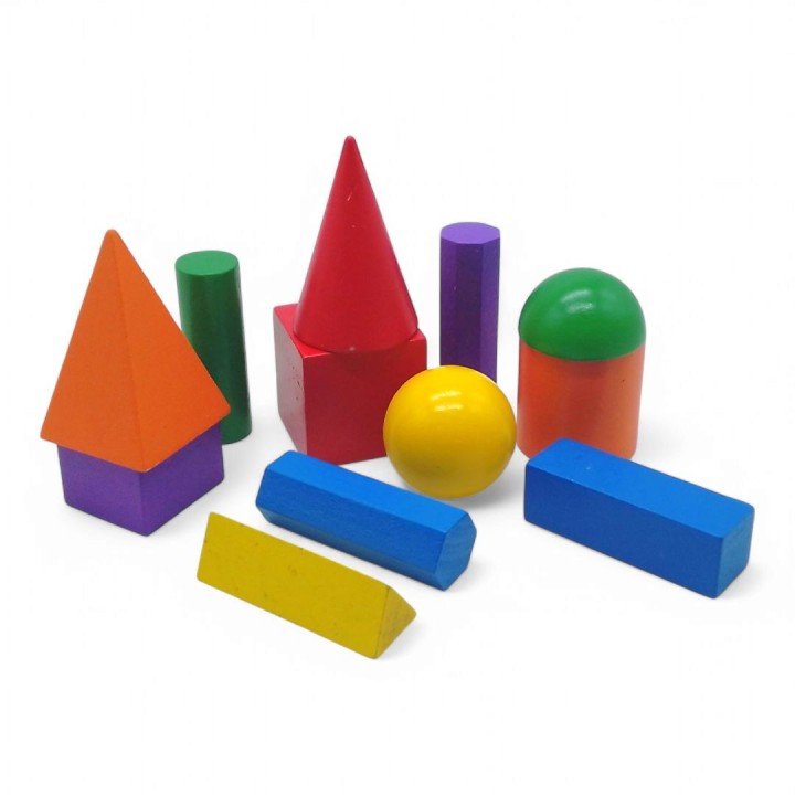 Набір кольорових моделей геометричних тіл та фігур, 12 деталей