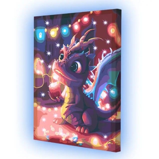 Набір для розпису з гірляндою "Дракон", 40x50 см