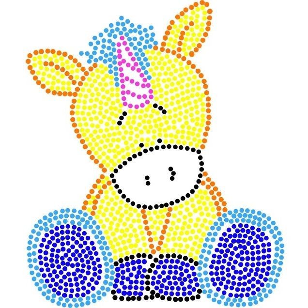 Картина за номерами, з ватними паличками "Крапкова творчість. Єдиноріжка" (25х25 см)