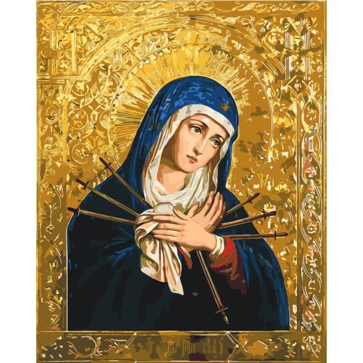 Картина по номерах з фарбами металік "Ікона Божої Матері" 40х50 см