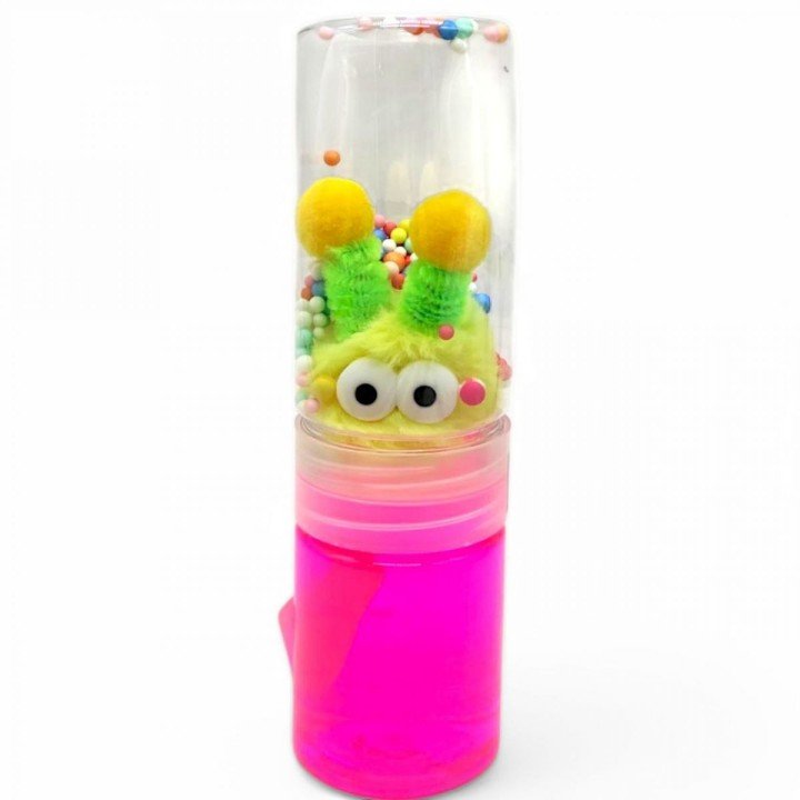 Слайм з кульками і фігуркою "Пухнастик" (рожевий)