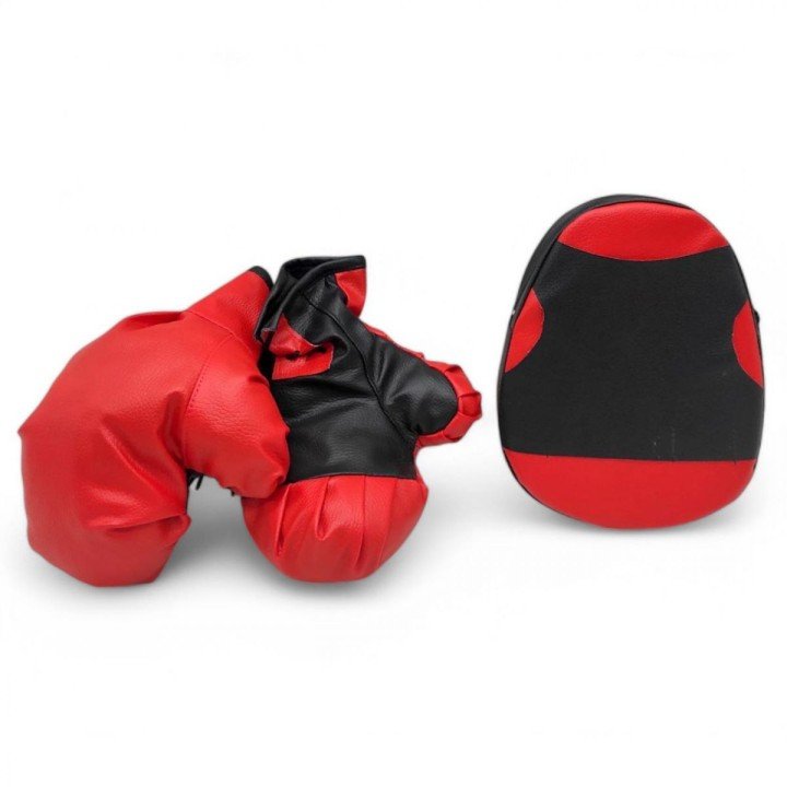 Боксерський набір детский - рукавички та лапа (червоно-чорний)