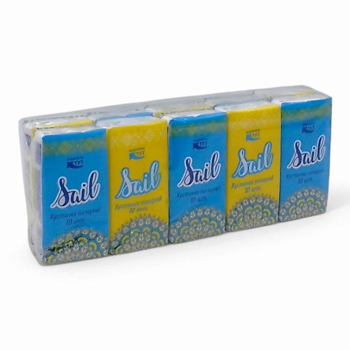 Серветки-хусточки паперові, одношарові, 10 пачок по 10 штук