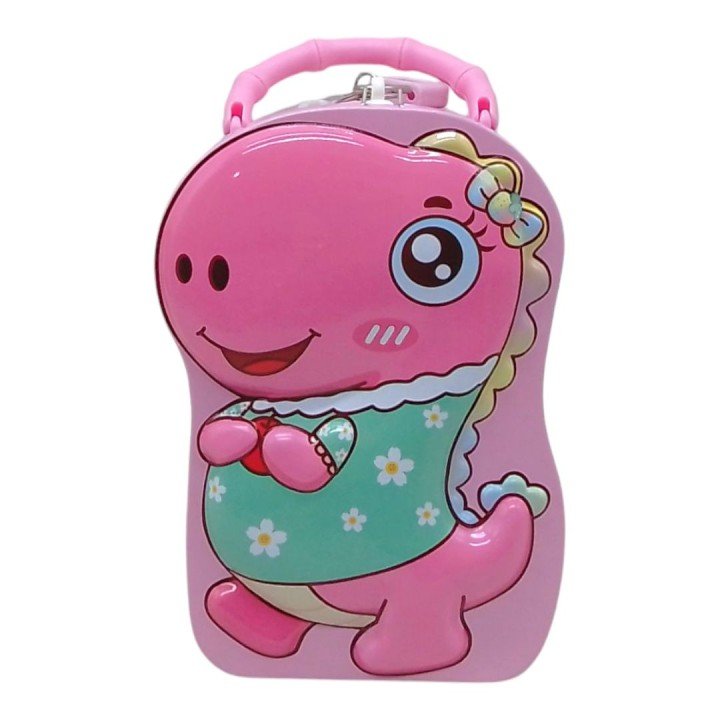 Скарбничка дитяча, металева "Діно-сумочка" (рожевий)