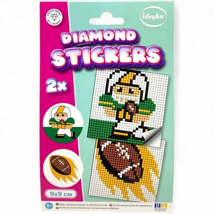 Набір з алмазною мозаїкою на самоклеючій основі "Американський футбол" 9x9 см