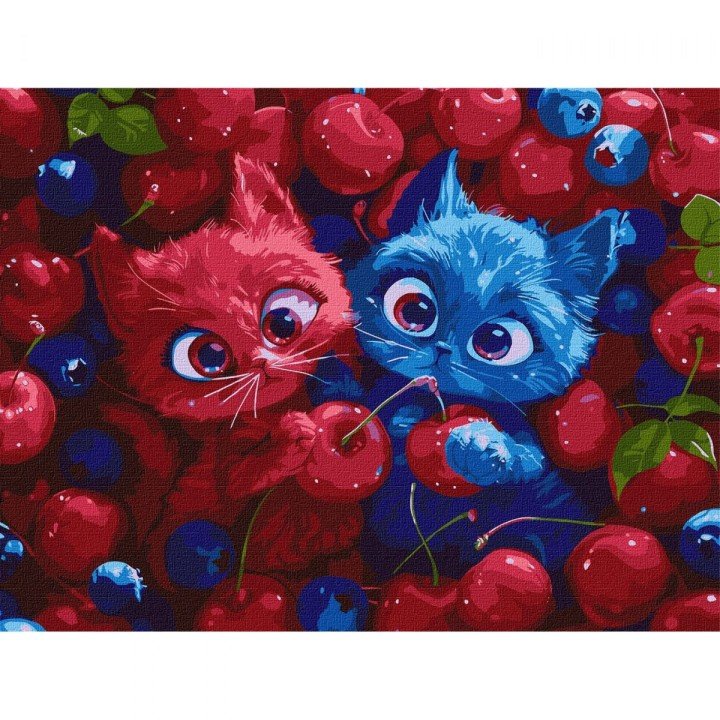 Картина по номерах "Ягідні пухнастики" 30х40 см