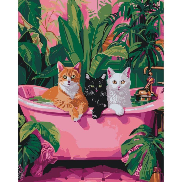 Картина по номерах "Котики в ванній" 40х50 см