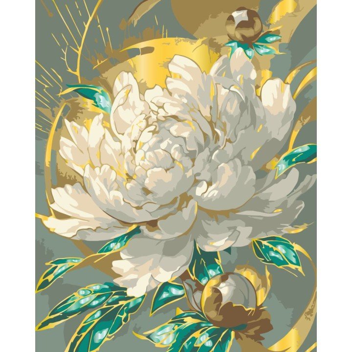 Картина за номерами з фарбами металік "Сяюча півонія" 40х50 см
