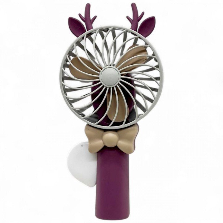 Вентилятор ручний з ріжками (19 см), фіолетовий