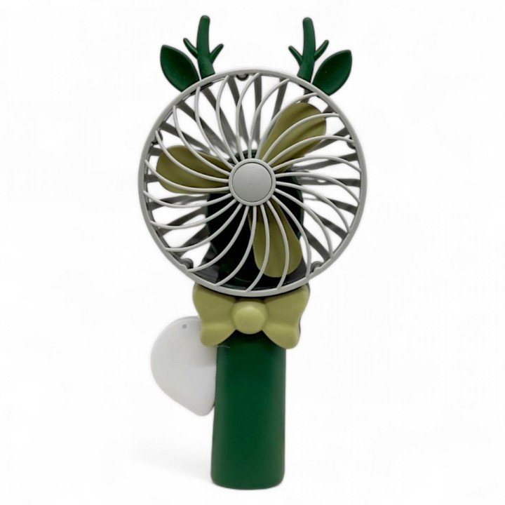 Вентилятор ручний з ріжками (19 см), зелений