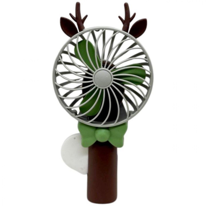 Вентилятор ручний з ріжками (19 см), коричневий
