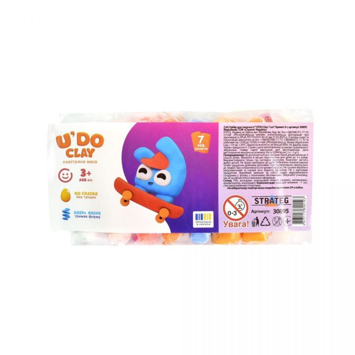 Набір для творчості (повітряний пластилін) "UʼDO Clay. 7 брикетів по 6 г"