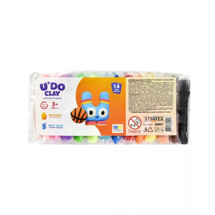 Набір для творчості (повітряний пластилін) "UʼDO Clay. 14 брикетів по 6 г"