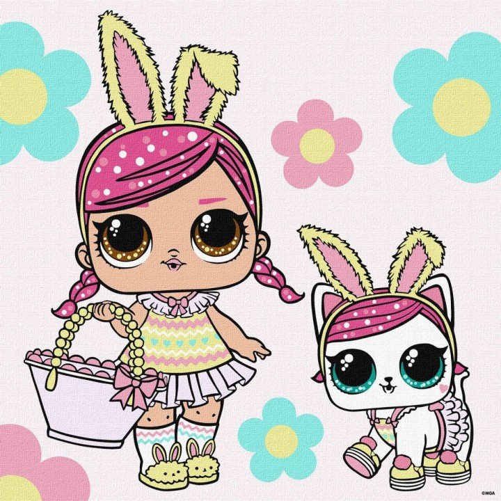 Картина за номерами з фарбами металік "L.O.L. Surprise! Spring Bling Hops with Kittea" 40х40 см