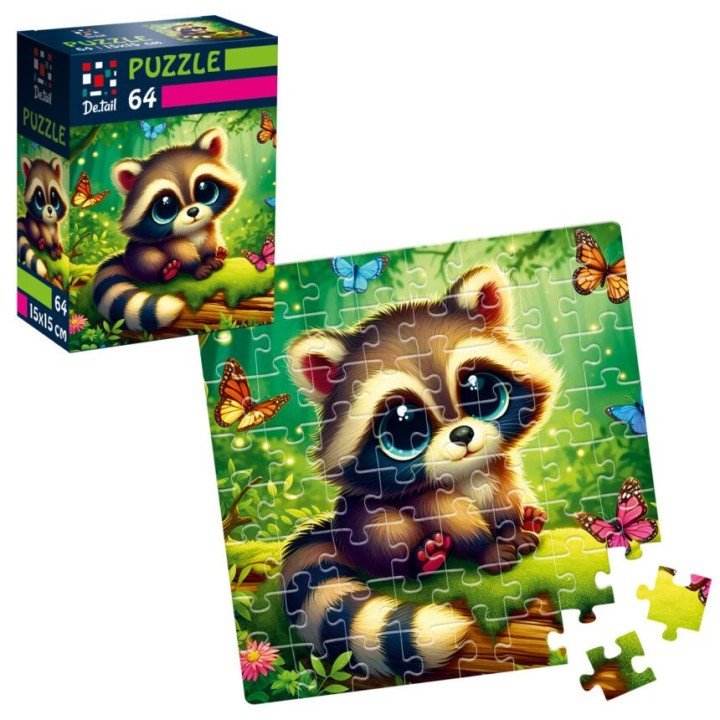 Пазли "De.tail. Єнот з метеликами" 64 деталі