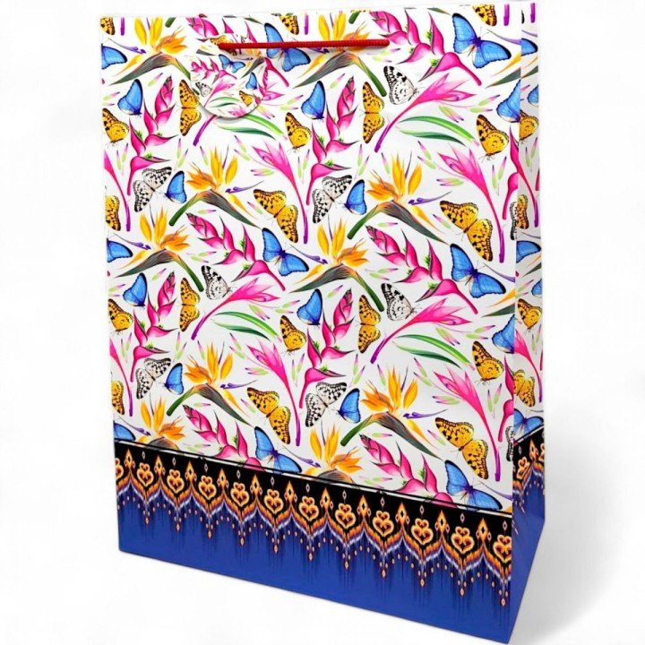 Пакет паперовий (32х42х14 см) метелики мікс