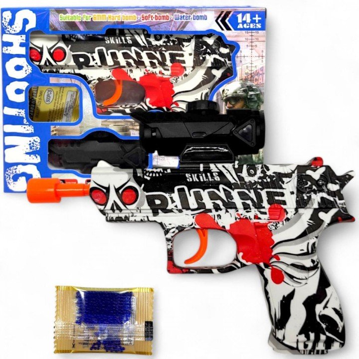 Пістолет стріляє орбізами, в коробці (Білий+чорний+червоний)