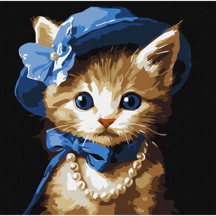 Картина за номерами "Котик в капелюсі" 30х30 см