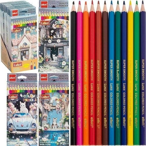 Олівець 12 кольорів КОТИКИ Luva Cello