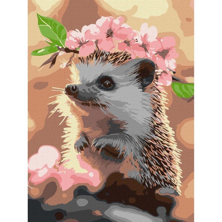 Картина за номерами "Їжачок у вишневому цвітінні", 30х40 см