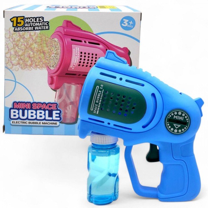 Пістолет з мильними бульбашками блакитний (на батарейках)