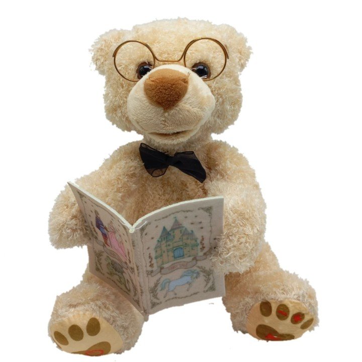 Ведмедик казкар, ОЗВУЧУВАННЯ УКРАЇНСЬКОЮ МОВОЮ, 15 аудіоказок, 5 карток із казками, скоромовки та звукові ефекти, рухливий ротик, сенсори на лапках, в коробці