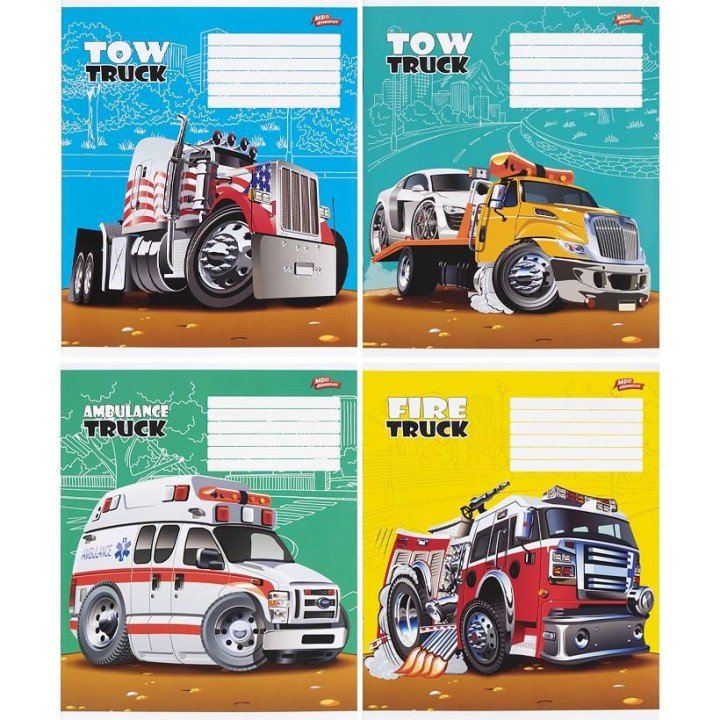 Зошит кольоровий 12 аркушів, лінія (20 штук в упаковці)