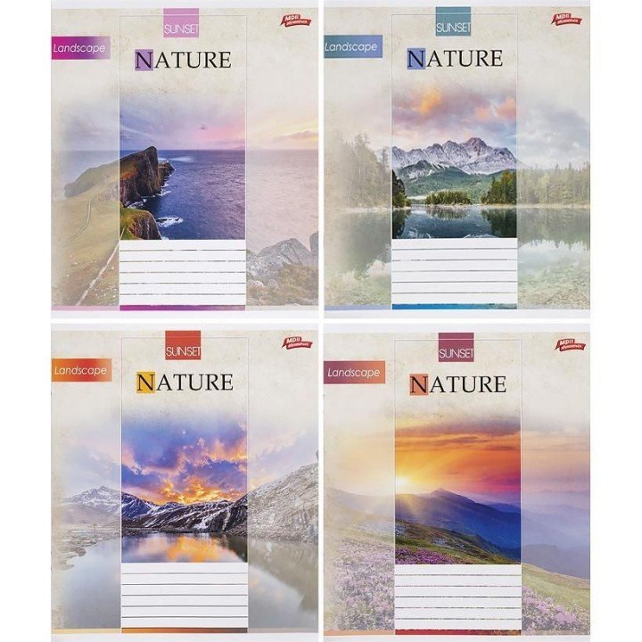 Зошит кольоровий 12 аркушів, клітинка (20 штук в упаковці)