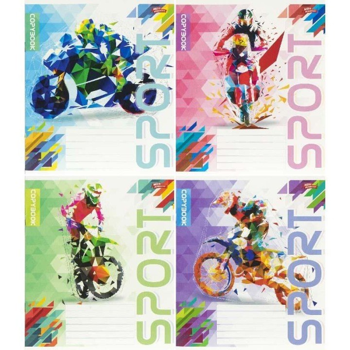 Зошит кольоровий 12 аркушів, клітинка (20 штук в упаковці)