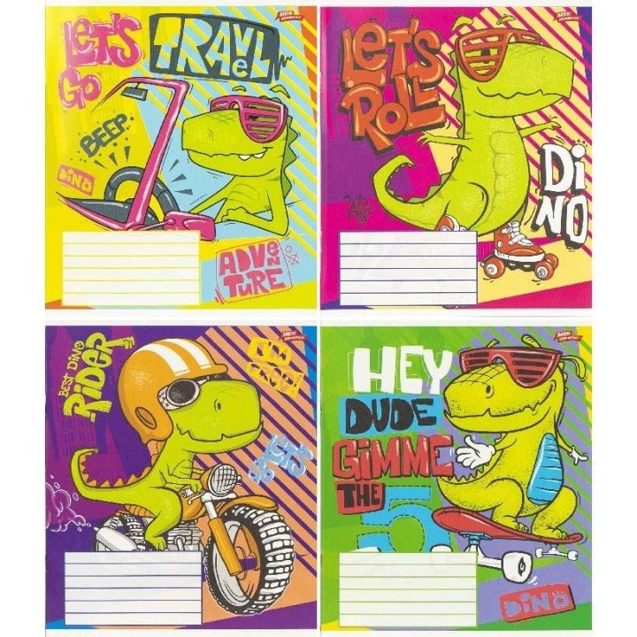 Зошит кольоровий 12 аркушів, клітинка (20 штук в упаковці)