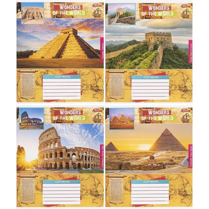 Зошит кольоровий 18 аркушів, клітинка (20 штук в упаковці)